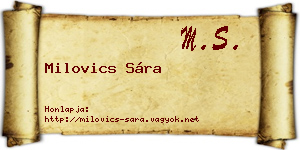Milovics Sára névjegykártya